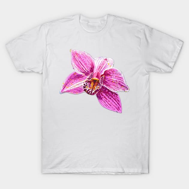 Cymbidium Orchid Pink Flower 2 T-Shirt by nastiaart